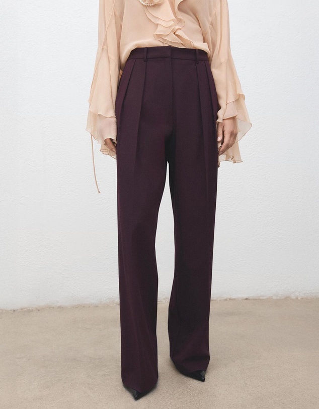M.N.G - Wide-Leg Mid-Rise Pleated Trousers