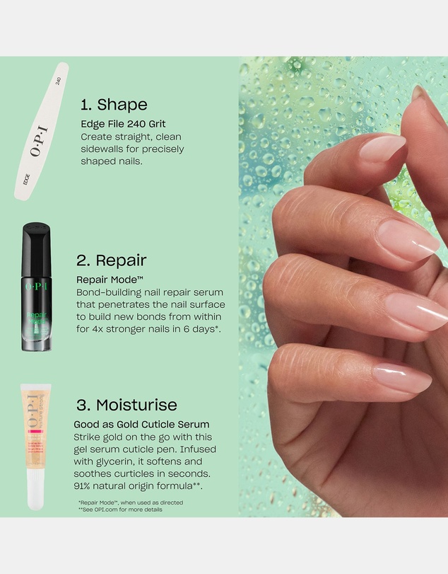 O.P.I - Treatment Gift Set - Repair Mode™, Good as Gold Cuticle Serum, Nail File