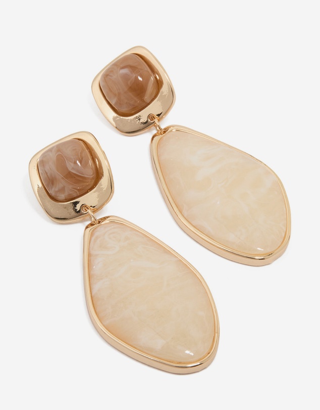 Lovisa - Gold Organic Stone Diamond-Shaped Drop Earrings