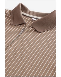 NEXT - Vertical Stripe Quarter Zip Polo Shirt