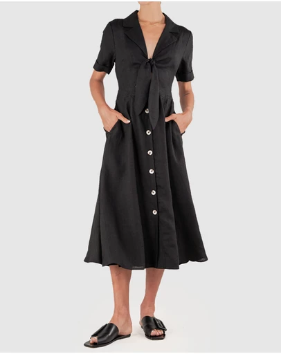 Amelius - Ines Linen Tie Front Dress