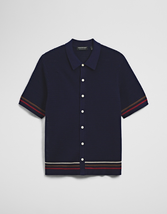 Country Road - Relaxed Fit Australian Cotton Stripe Knit Shirt