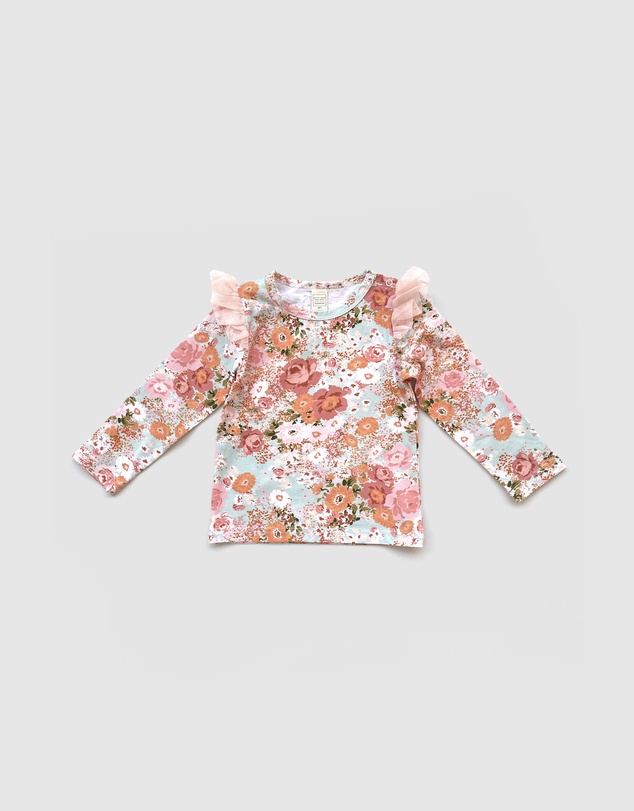 WITH LOVE FOR KIDS - Tulle Flutter Long Sleeve Top - Kids