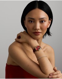 Michael Hill - Gold-Tone Lunar New Year Watch with Red Leather Strap