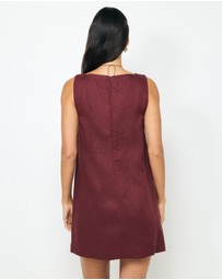 AERE - Siya Panelled Linen Shift Mini Dress