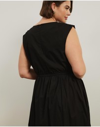 Atmos&Here Curvy - Cora Drawstring Poplin Midi Dress