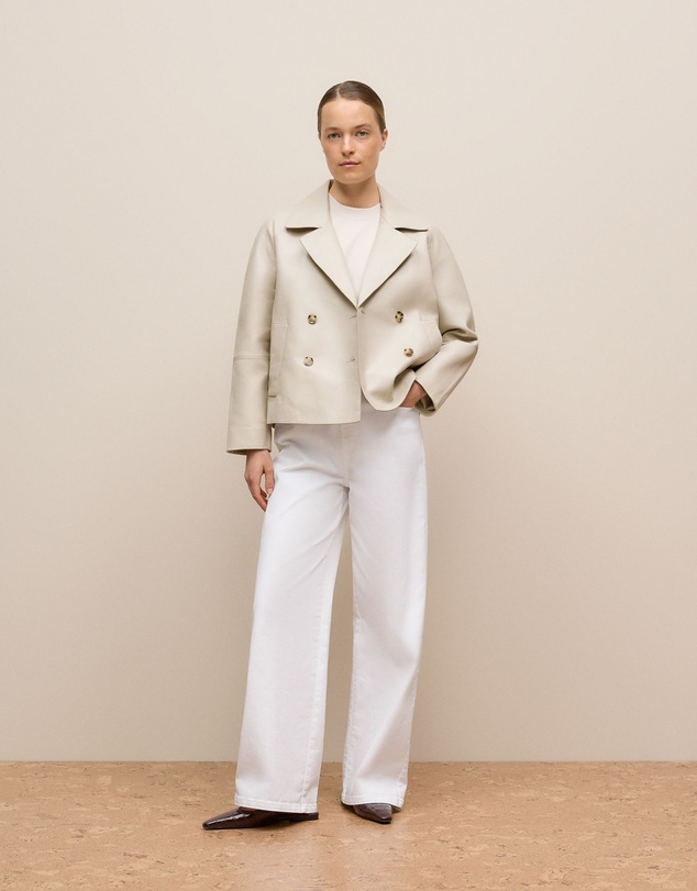 Trenery - Cotton Modal Interlock T-shirt in Stone