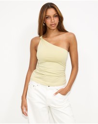 Dazie - Sandstone One Shoulder Tank Top