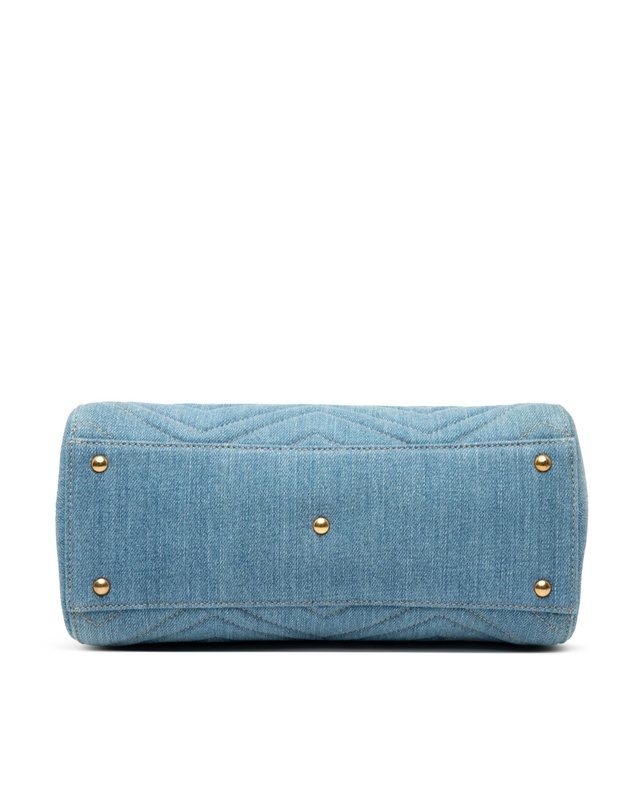 Pre-Loved by Azura Reborn - Pre-Loved Small GG Marmont Matelasse Denim Pearly Satchel