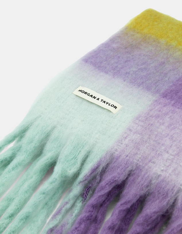 Morgan & Taylor - Emma Chunky Check Scarf Purple & Citrus Orange