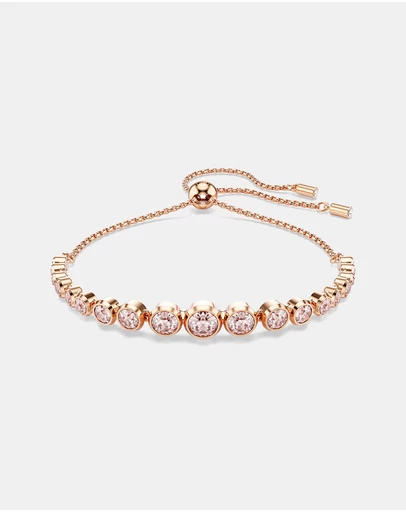 Swarovski - Imber bracelet, Mixed round cuts, Pink, 18K rose gold finish