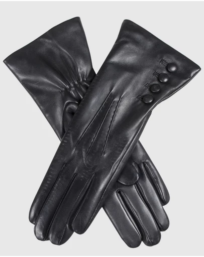 DENTS - Touchscreen Three-Point Cashmere-Lined Leather Gloves with Buttons