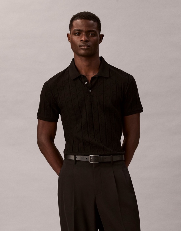 Calvin Klein - Allover Emblem Logo Jacquard Polo Shirt