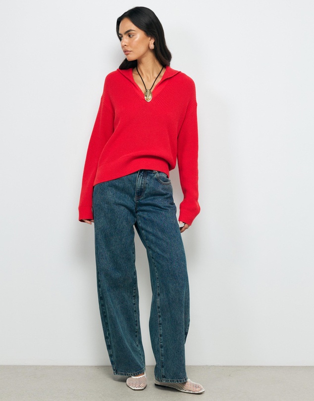 AERE - Lilo Cotton Wool Polo Knit
