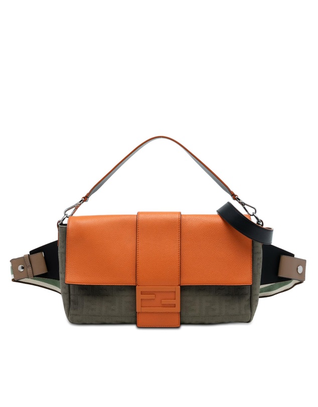 Pre-Loved by Azura Reborn - Pre-Loved Large Zucca Canvas and Leather Convertible Belt Baguette