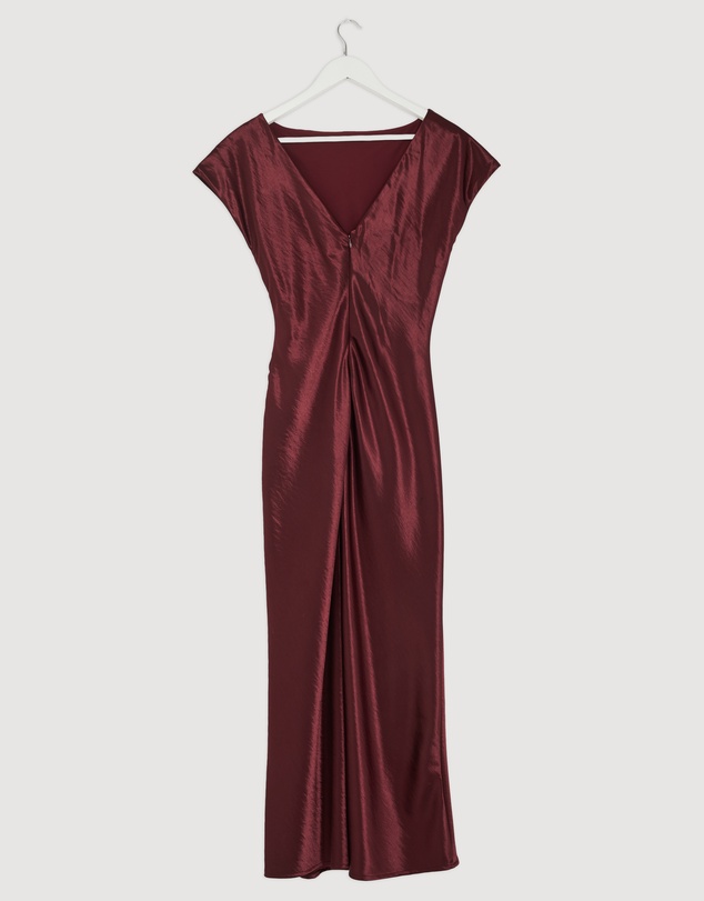 Revibe - Repaired Tussah Amy Boat Neck Satin Midi Dress - AU 10