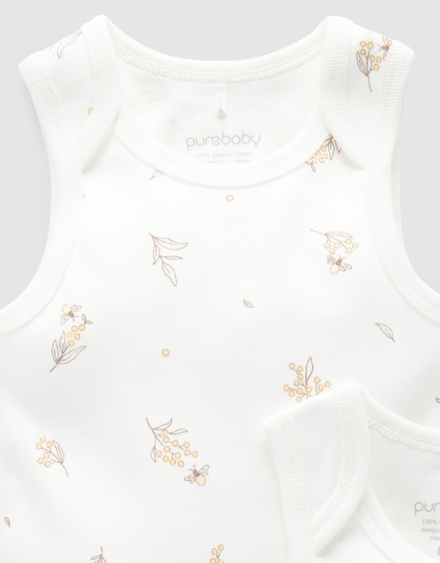 Purebaby - 2 Pack Singlet Bodysuit-Babies