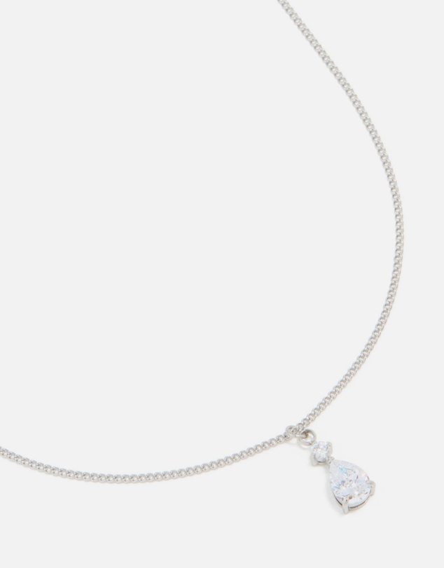 Lovisa - Waterproof Stainless Steel Cubic Zirconia Pear Pendant Necklace