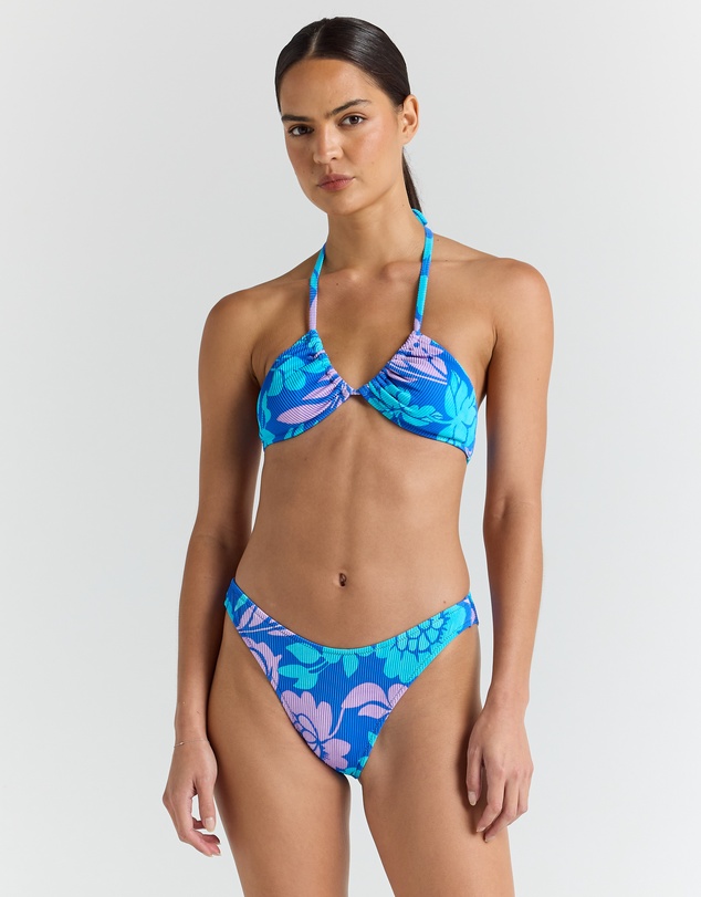Poolside Paradiso - Vanuatu Ruched Halter Bikini Top - Ocean