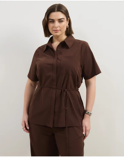 Atmos&Here Curvy - Aveline Tie Back Shirt