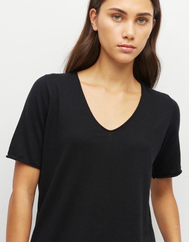 JH Lounge - JHL V-Neck T (Fine Cotton Cashmere) Black