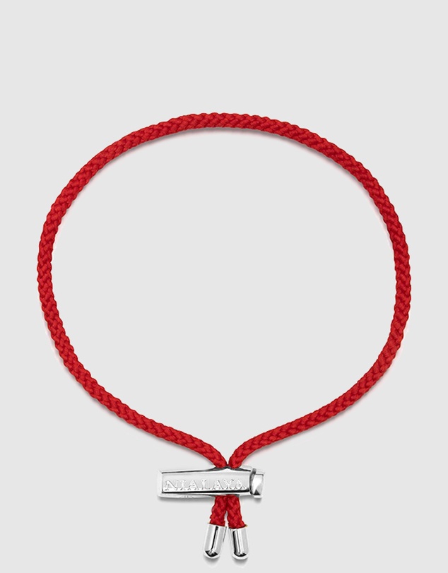 Nialaya Jewellery - Men's Red String Bracelet With Adjustable Silver Lock