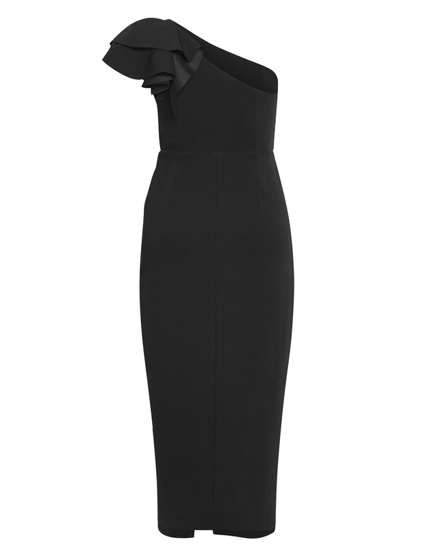 City Chic - Plus size Milani One Shoulder Maxi Dress - black