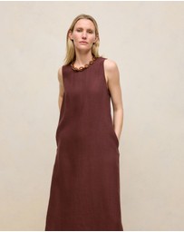 Trenery - Delave Linen Sleeveless Column Dress in Espresso