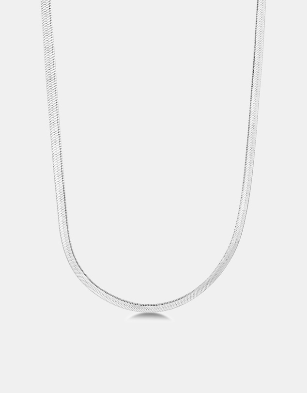 Mestige - Sleek Snake Chain Necklace - Silver Plated