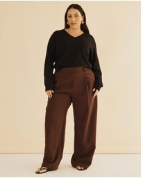 Atmos&Here Curvy - Organic Cotton Vneck Knit Jumper