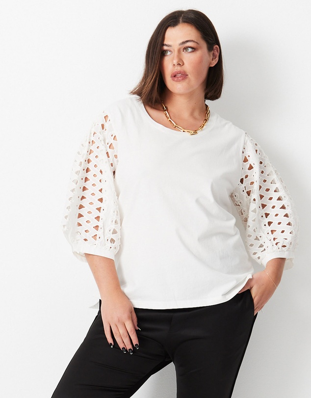 17 Sundays - Cutwork Lace Sleeve Top