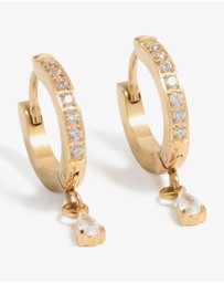 Lovisa - Gold Plated Surgical Steel Cubic Zirconia Pave Huggie Earrings 2-Pack