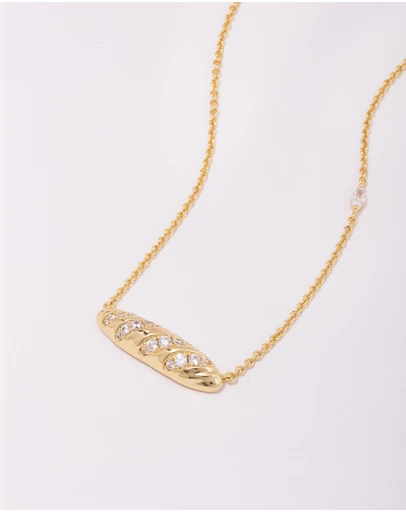 Wanderlust + Co - Baguette Pave Gold Necklace