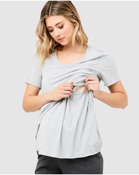 Ripe Maternity - Short Sleeve Raw Edge Nursing Top