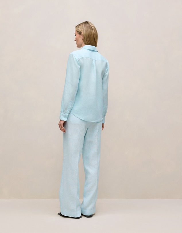 Trenery - Linen Classic Shirt in Pastel Blue