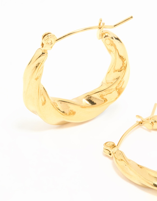 Lovisa - Waterproof Gold Plated Stainless Steel Twisted Medium Hoop Earrings