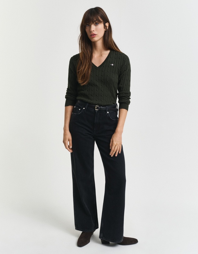 Gant - Stretch Cotton Cable V-Neck Knit