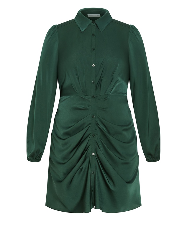 City Chic - Plus size Lianna Gathered Midi Dress - emerald
