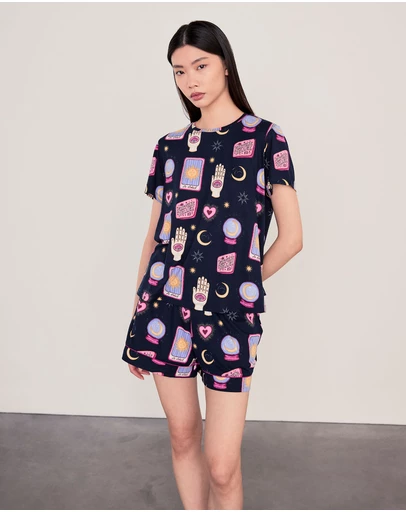 Chelsea Peers - Tarrow Card Short Sleeve Pyjama Set