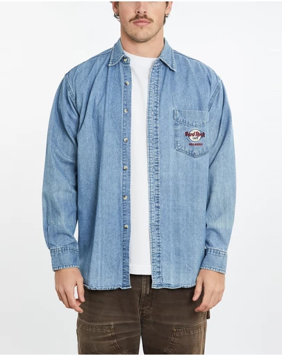 Vintage by The Real Deal - Pre Loved - 90s Hard Rock Cafe Denim Button Up Shirt