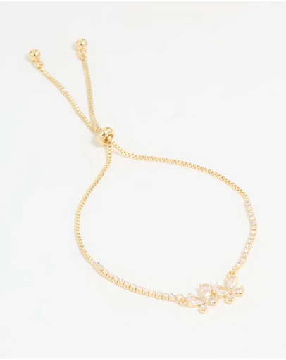 Lovisa - Gold Plated Cubic Zirconia Double Butterfly Toggle Bracelet