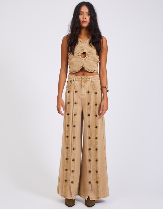 ONE TEASPOON - Hollywoods High Waist Wide Leg Denim Jeans - Warm Tan