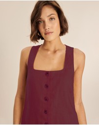 AERE - Bari Linen Button Down Mini Dress