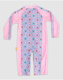 Tyoub - Tyoub Baby Sun-Safe Zip-Up Swimsuit Petal Patchwork