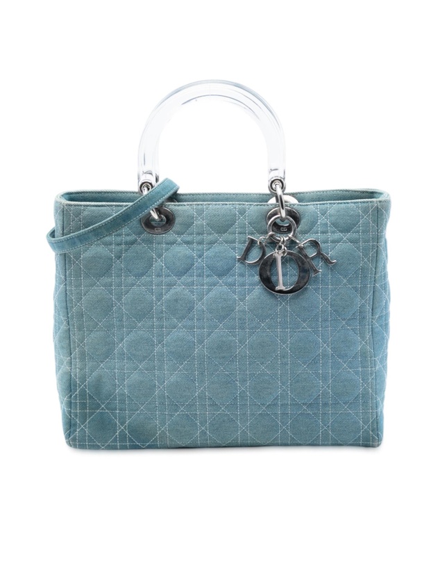 Pre-Loved by Azura Reborn - Pre-Loved Large Denim Cannage Acrylic Handles Lady Dior