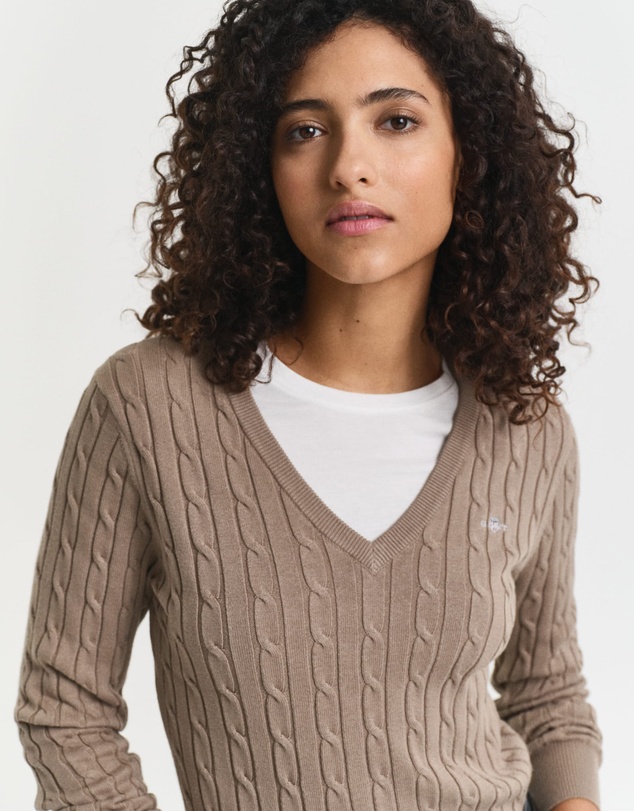 Gant - Stretch Cotton Cable V-Neck Knit