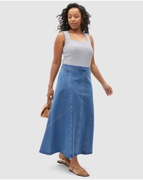 Seed Heritage - Denim Flare Midi Panel Skirt