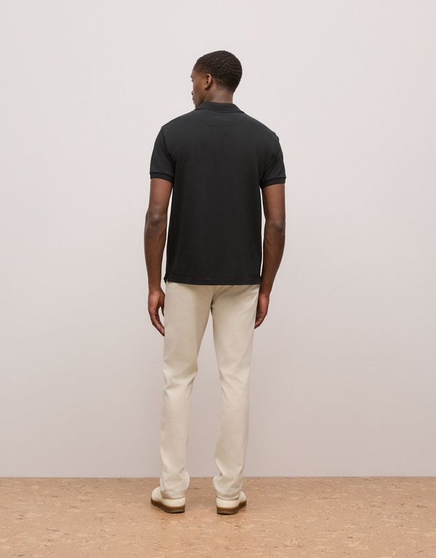 Trenery - Pique Monogram Short Sleeve Polo in Black