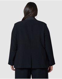 Pink Dusk by Curve Project - Fired Up Satin Trim Blazer
