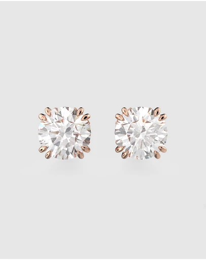 Swarovski - Stilla stud earrings, Round cut, White, 18K rose gold finish